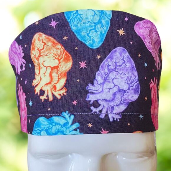 PREMIUM Anatomical Hearts~ Euro or Modern Scrub Cap, NP, CNA, PN, MD, RN, GIFT. - Picture 2 of 4